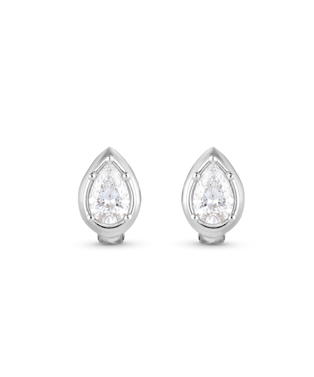 Cleo Pear Diamond Huggies Earrings
