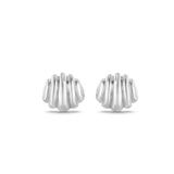 9ct white gold Cordelia stud earrings with sculptural domed ridges