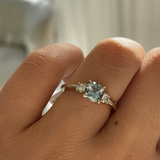 Cushion Aquamarine & Round Diamond Ring
