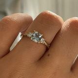 Cushion Aquamarine & Round Diamond Ring