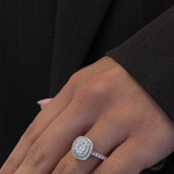 Cushion Cut Diamond Ring with Double Halo