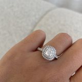 Cushion Cut Diamond Ring with Double Halo