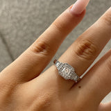 Cushion Diamond Ring with Bead Set Band