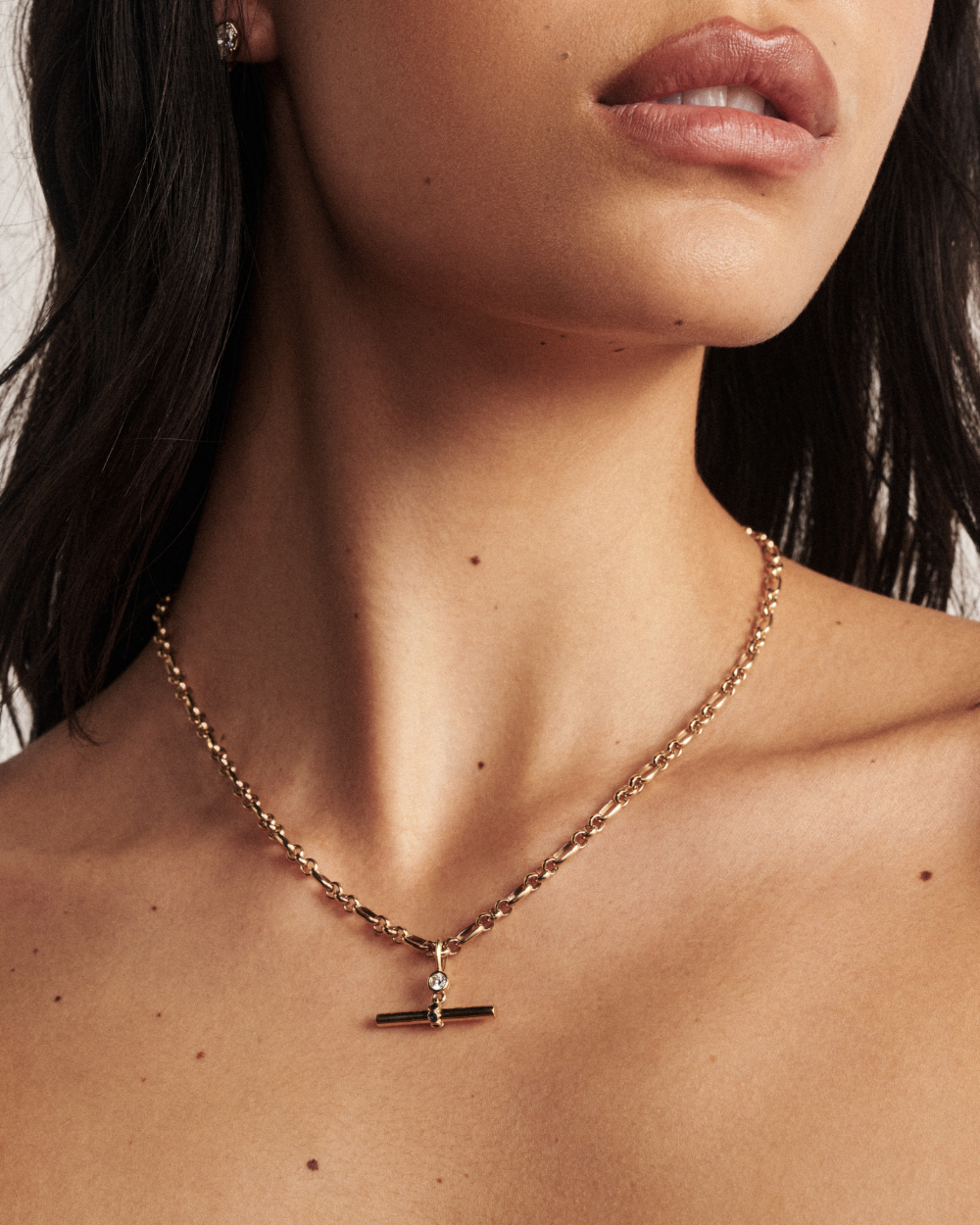 Birthstone T-Bar Pendant - Yellow Gold classajewellers