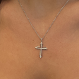 Diamond & Gold Outline Cross Necklace