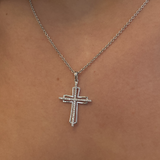 Diamond & Gold Outline Cross Necklace