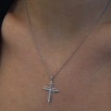 Diamond & Gold Outline Cross Necklace