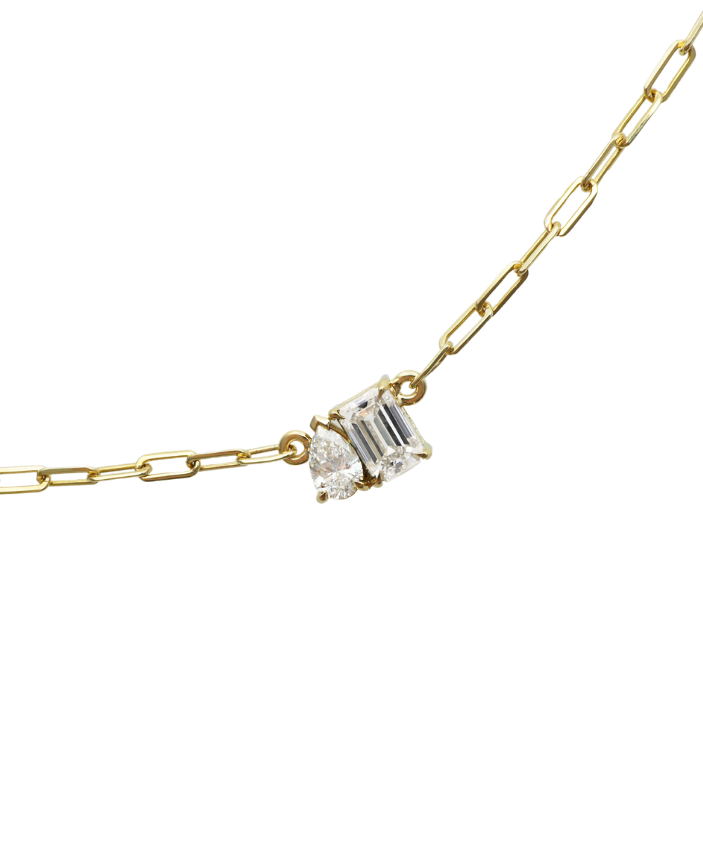 Bridget Medium Toi et Moi Necklace - 9ct Yellow Gold