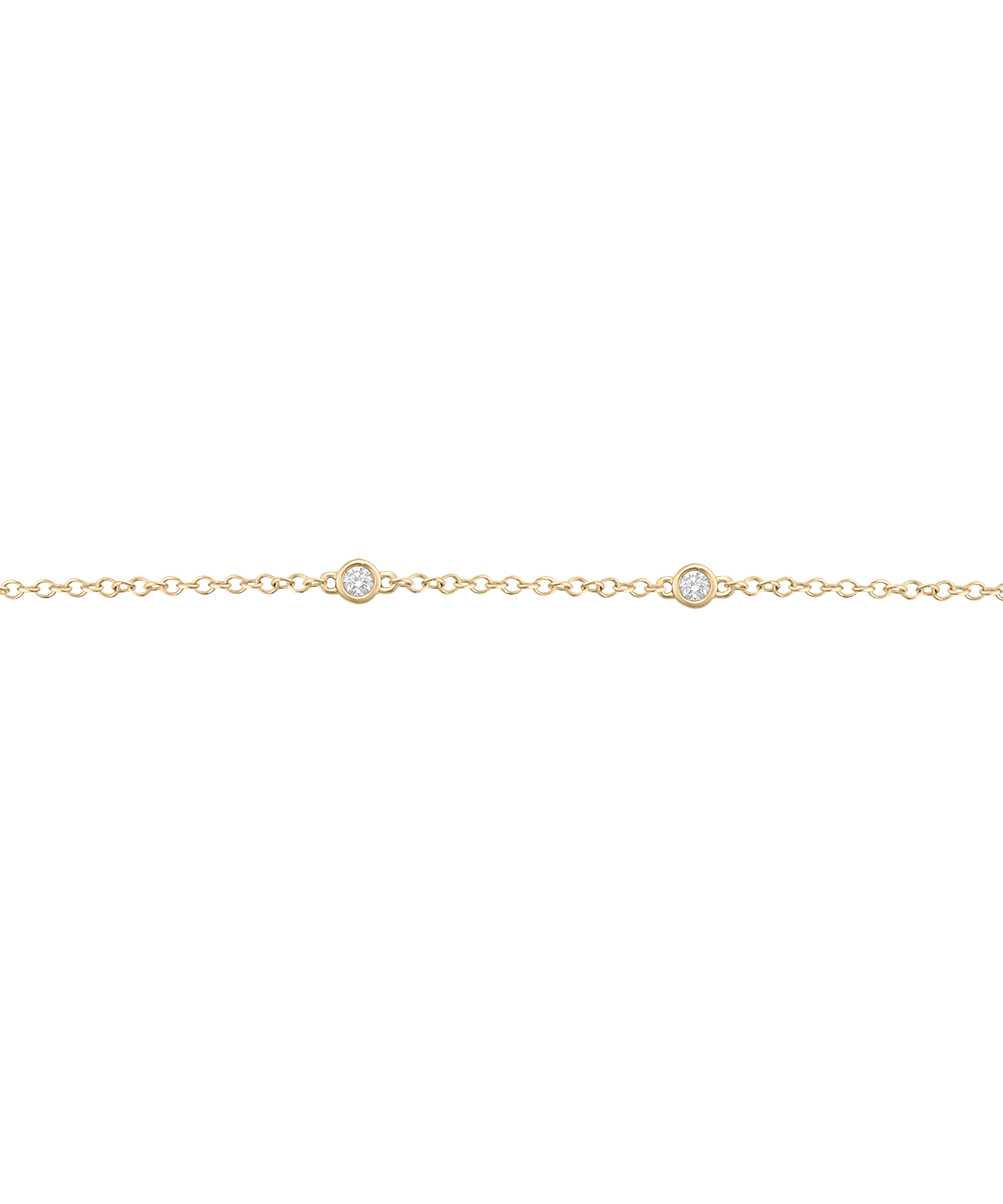 Linked for Life Double Stardust Bracelet in 9ct yellow gold with two bezel-set natural diamonds