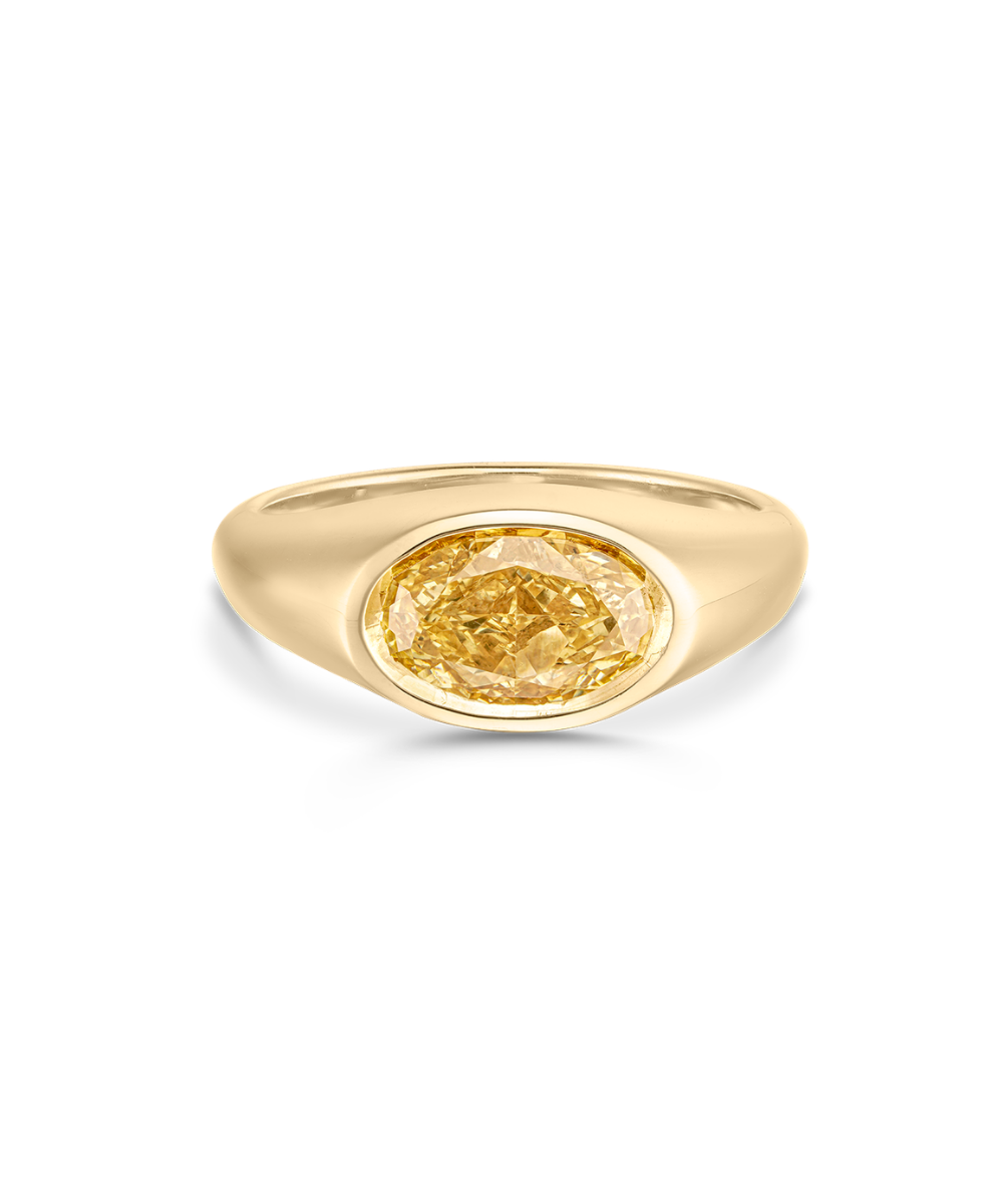 Drew Yellow East West Oval Diamond Ring classajewellers