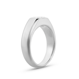 Side profile of thick white gold band and low-profile setting
