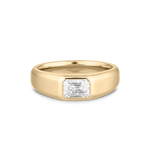 Front view of 9ct yellow gold emerald cut diamond ring