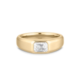 Front view of 9ct yellow gold emerald cut diamond ring