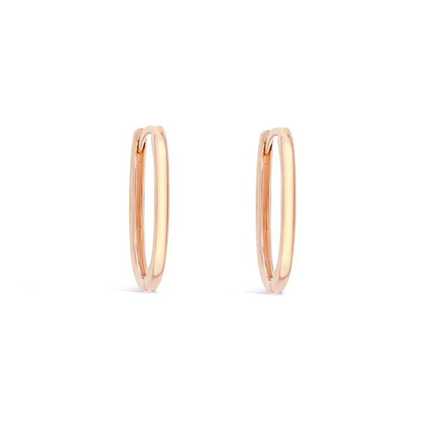 9ct Rose Gold Paperclip Oval Huggie Earrings
