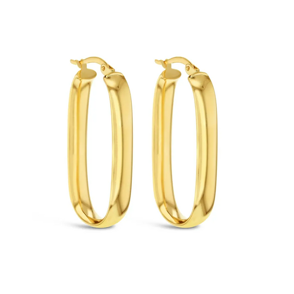 9ct Yellow Gold Paperclip Hoop Earrings