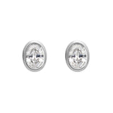 Oval Diamond Earrings - Bezel