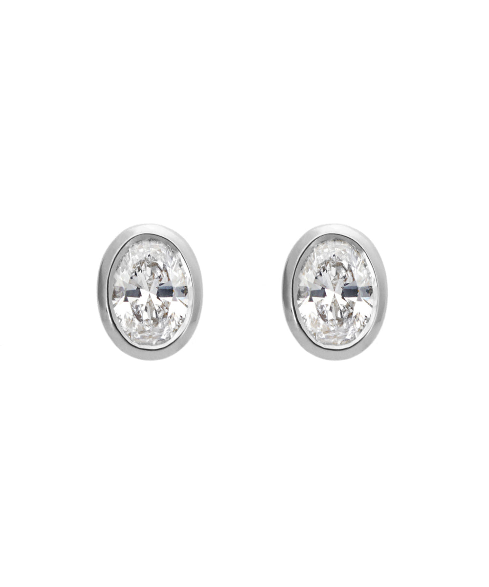 Oval Diamond Earrings - Bezel