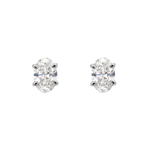 Oval Diamond Earrings - Claw
