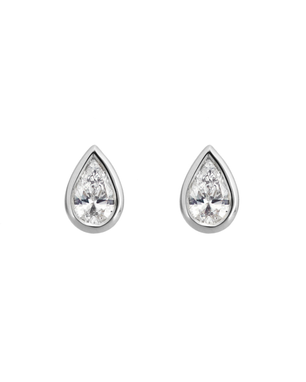 Pear Diamond Earrings - Bezel