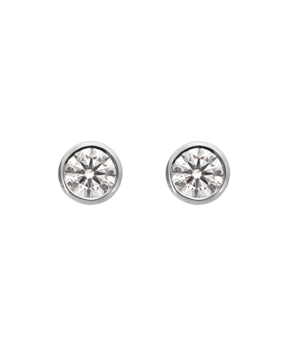 Round Diamond Earrings - Bezel