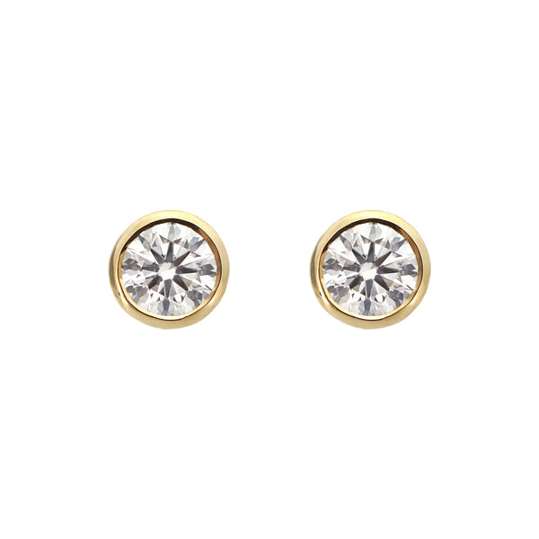Round Diamond Earrings - Bezel