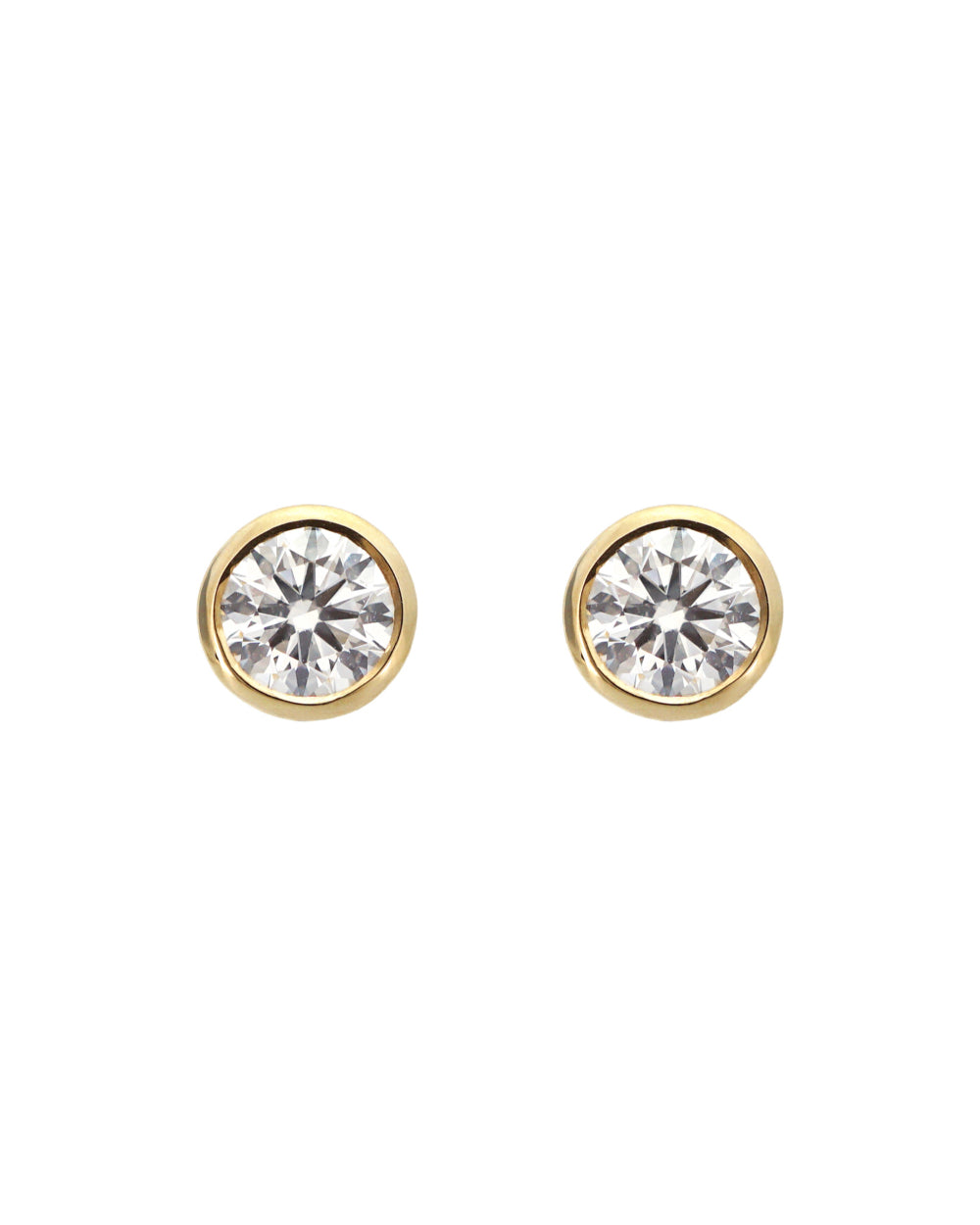 Round Diamond Earrings - Bezel