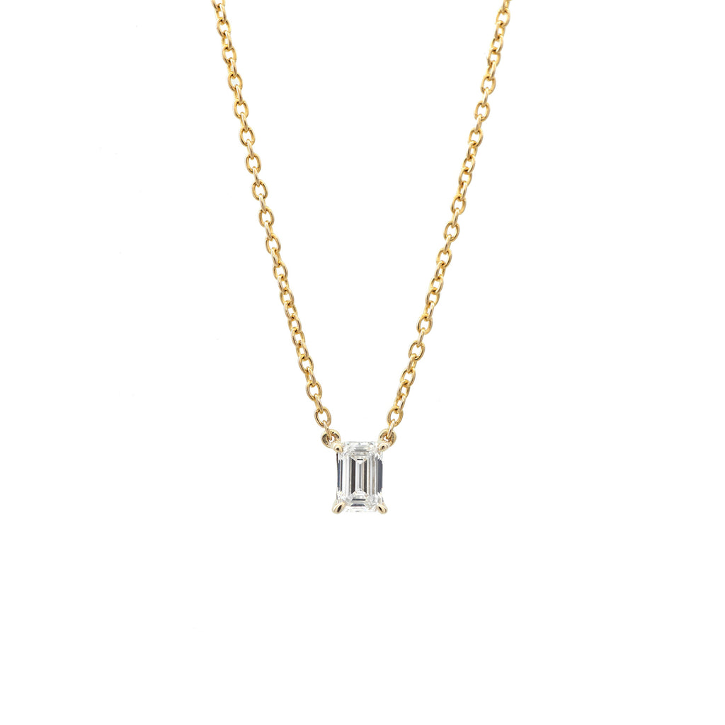 Emerald cut diamond hot sale solitaire necklace