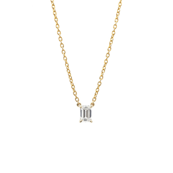 Emerald Solitaire Diamond Necklace - 0.30ct