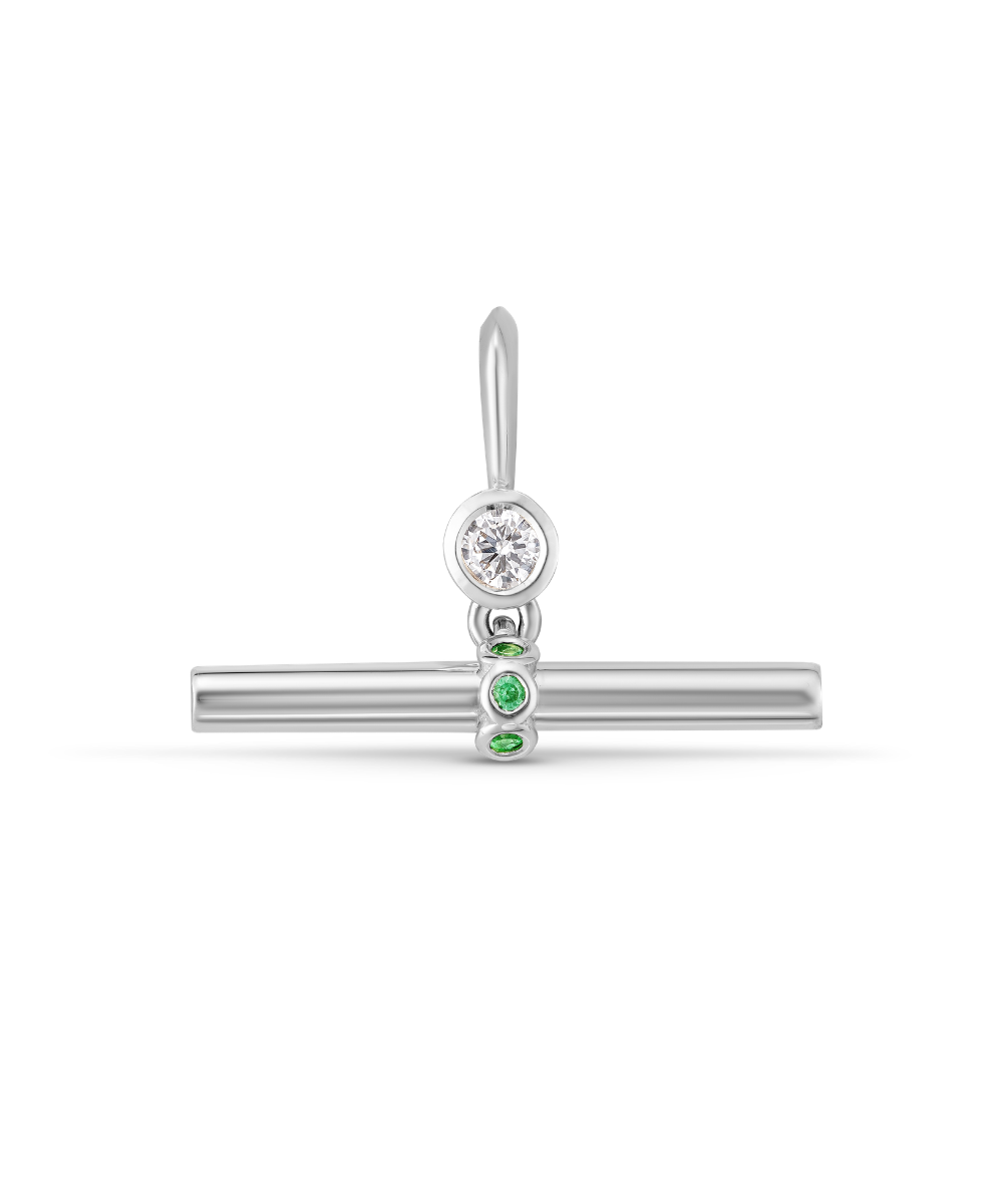Birthstone T-Bar Pendant - White Gold classajewellers