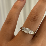 Emerlad Cut Diamond Trilogy Ring