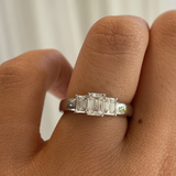 Emerlad Cut Diamond Trilogy Ring