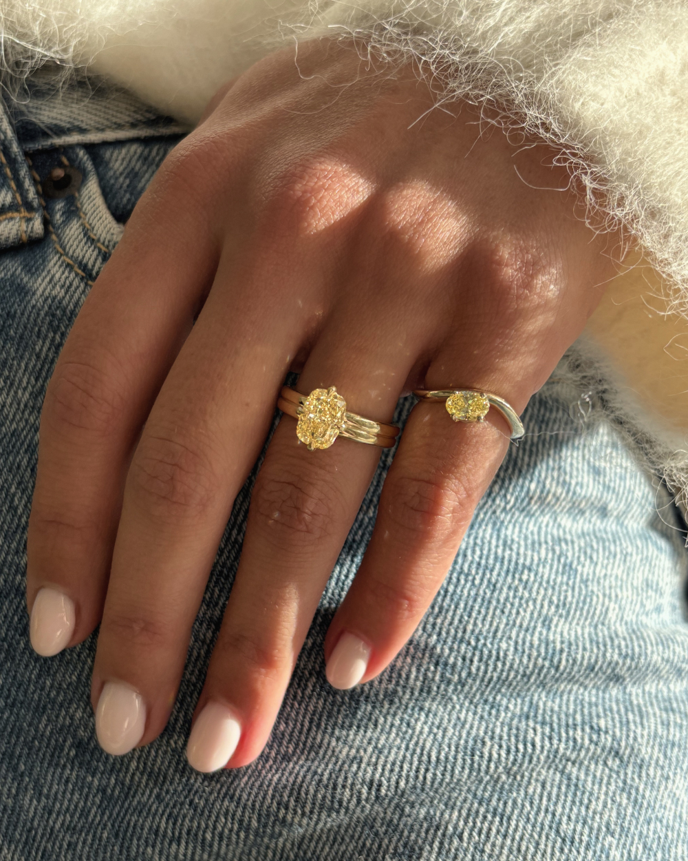 Astra Oval Yellow Diamond Pinky Ring