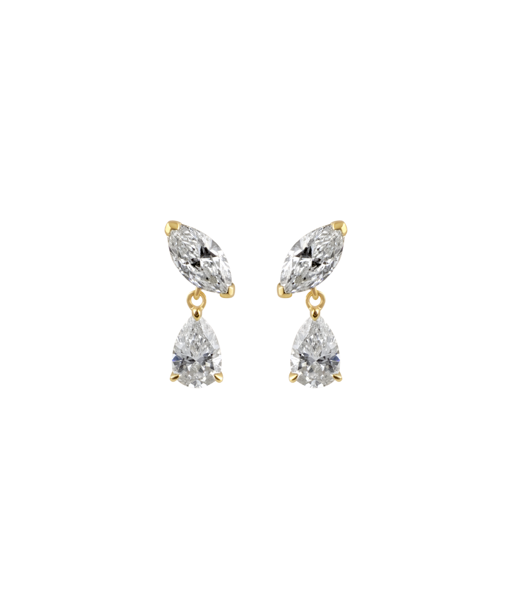 Eve Marquise and Pear Diamond Drop Earrings