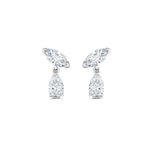 White gold lab grown diamond drop earrings featuring marquise and pear cuts