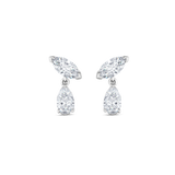 White gold lab grown diamond drop earrings featuring marquise and pear cuts