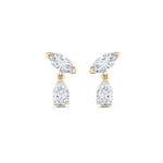 Yellow gold marquise and pear diamond drop earrings