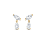 Yellow gold marquise and pear diamond drop earrings