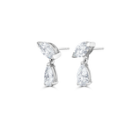 White gold marquise and pear diamond drop earrings with butterfly backs