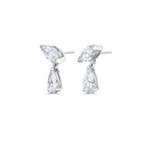 White gold marquise and pear diamond drop earrings with butterfly backs