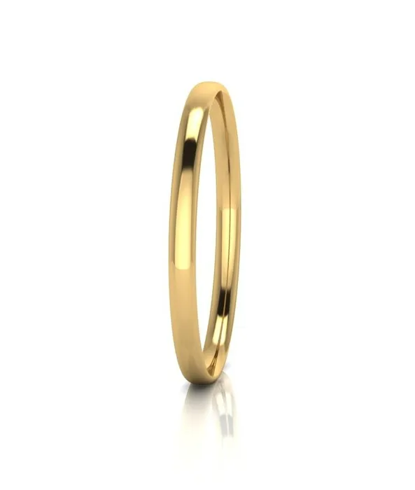 9ct Yellow Gold Silver Filled Half Round Bangle - 6mm