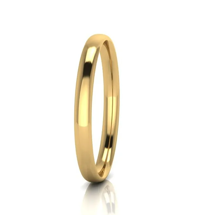 9ct Yellow Gold Silver Filled Half Round Bangle - 7.5mm