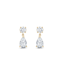 Gala Round and Pear Diamond Drop Earrings