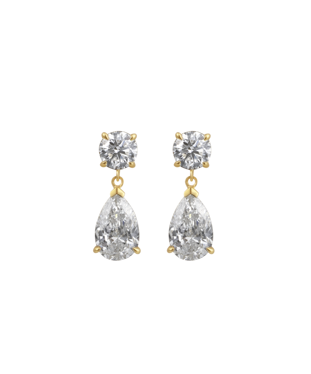 Gala Round and Pear Diamond Drop Earrings