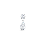Single 9ct white gold round and pear diamond drop earring