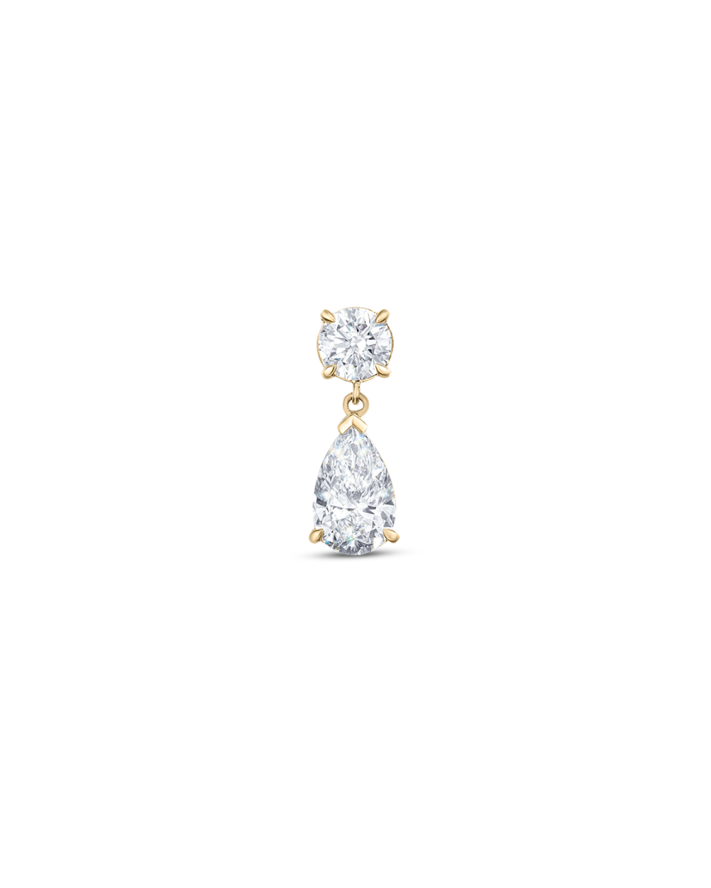 Single 9ct yellow gold round and pear diamond drop earring