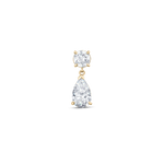 Single 9ct yellow gold round and pear diamond drop earring
