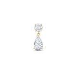 Single 9ct yellow gold round and pear diamond drop earring