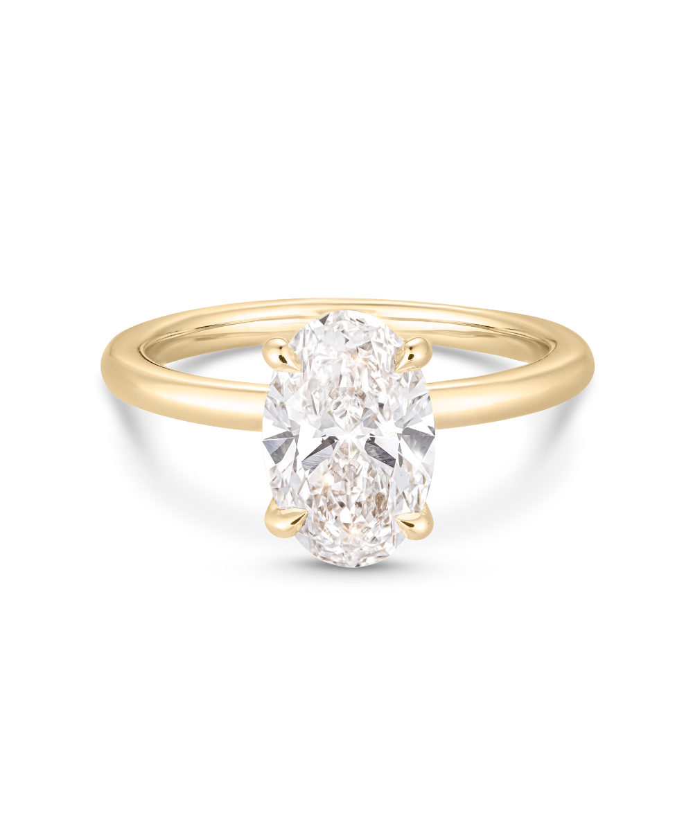 Grace 2.01ct oval lab grown diamond solitaire ring white background