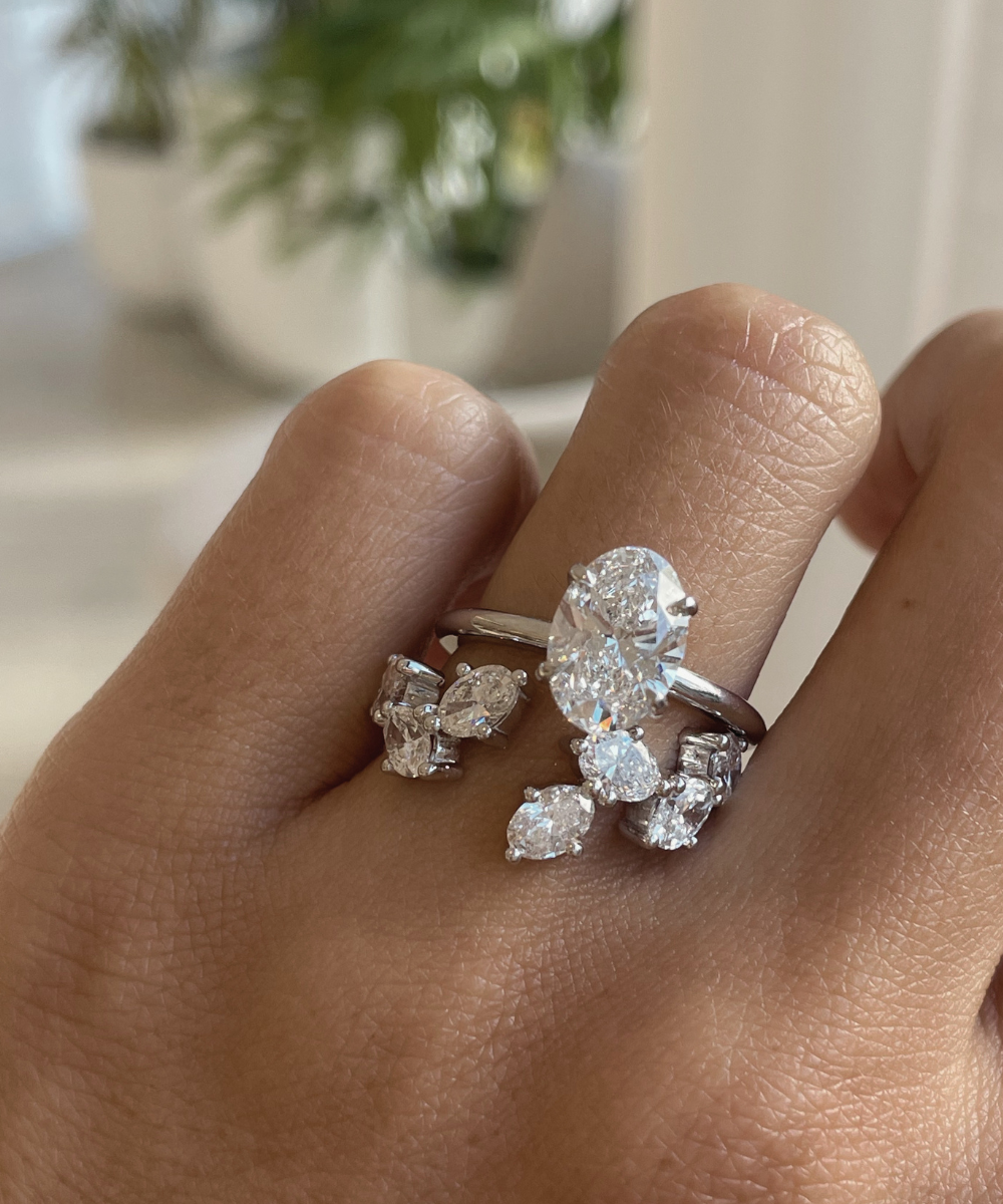 Camille Oval Diamond Wrap - White Gold