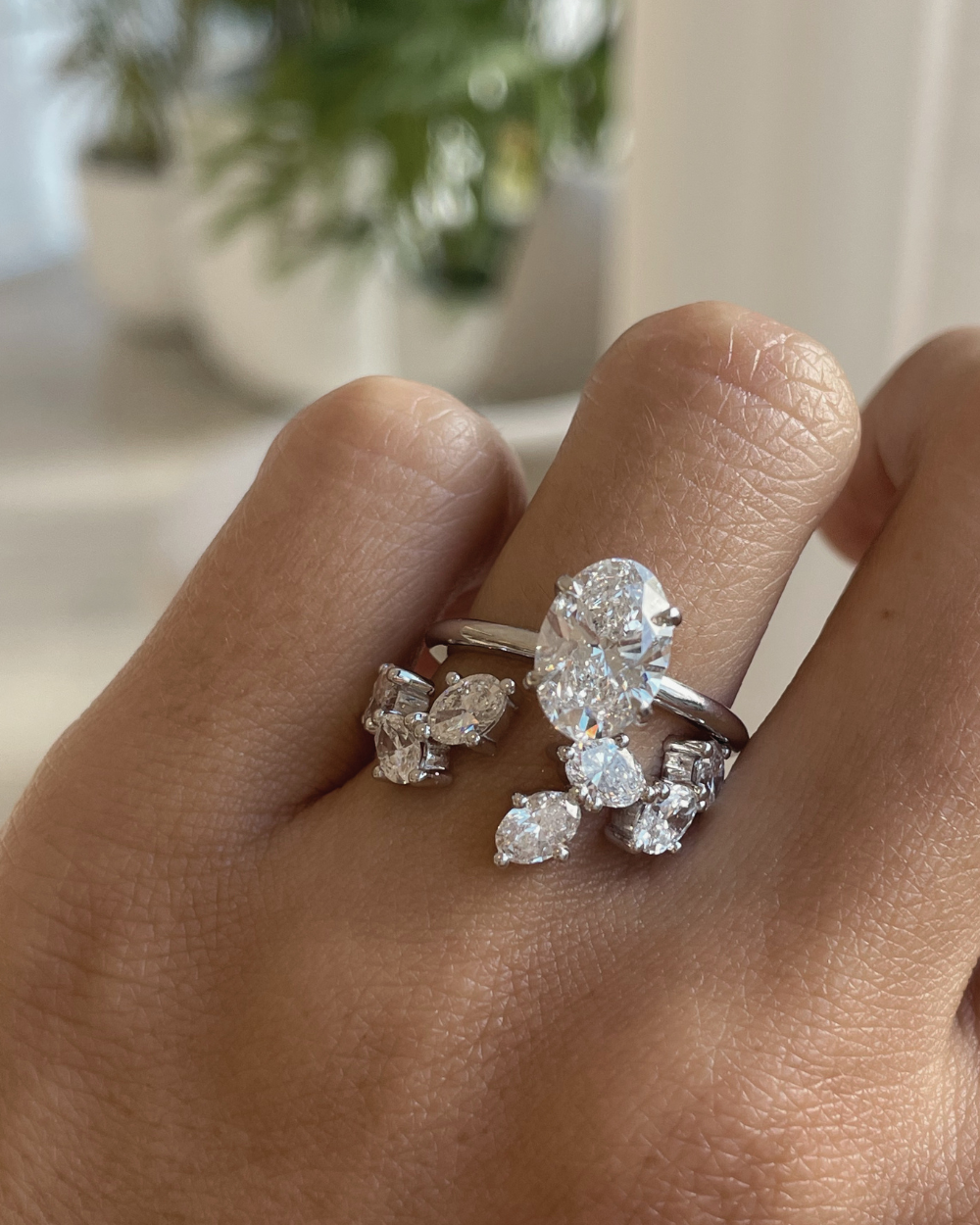 Camille Oval Diamond Wrap - White Gold